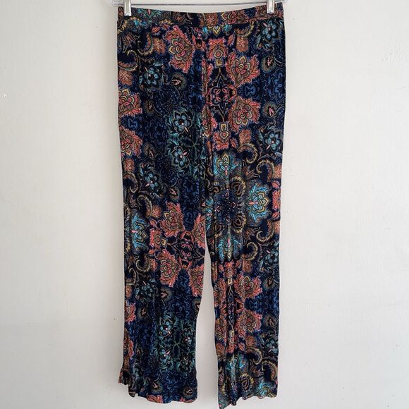 HM Boho Pull On Pants Size 8 Colorful Paisley Damask Floral Pockets Relaxed Fit - Picture 4 of 10